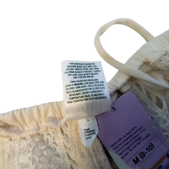 Wild Fable Womens Crochet Knit Beige Wide Leg Pants M Two Side Cargo Pockets - Picture 4 of 10